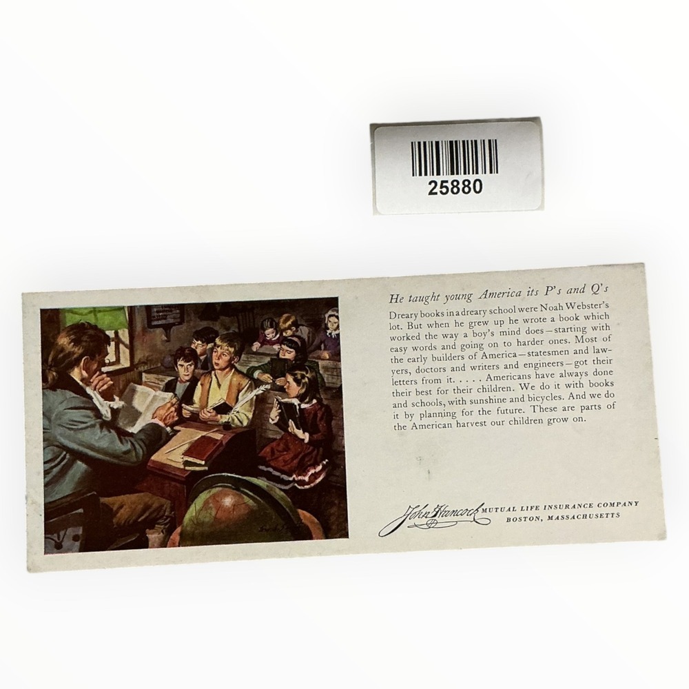 John Hancock Mutual Life Noah Webster P s and Q s Vintage Ink Blotter 25880